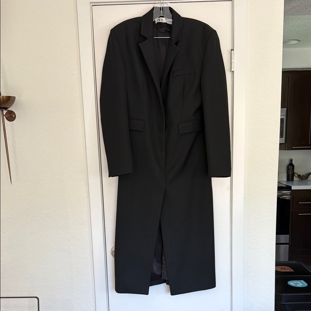 Zara Long Black Women's Overcoat Dress